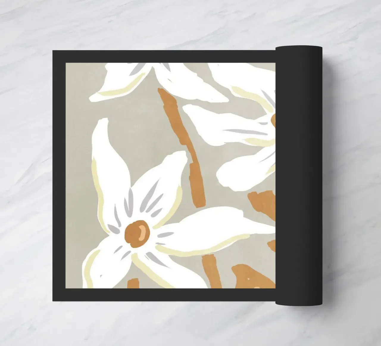 Fiori bianchi minimalisti zerbino da Melloi Art Print