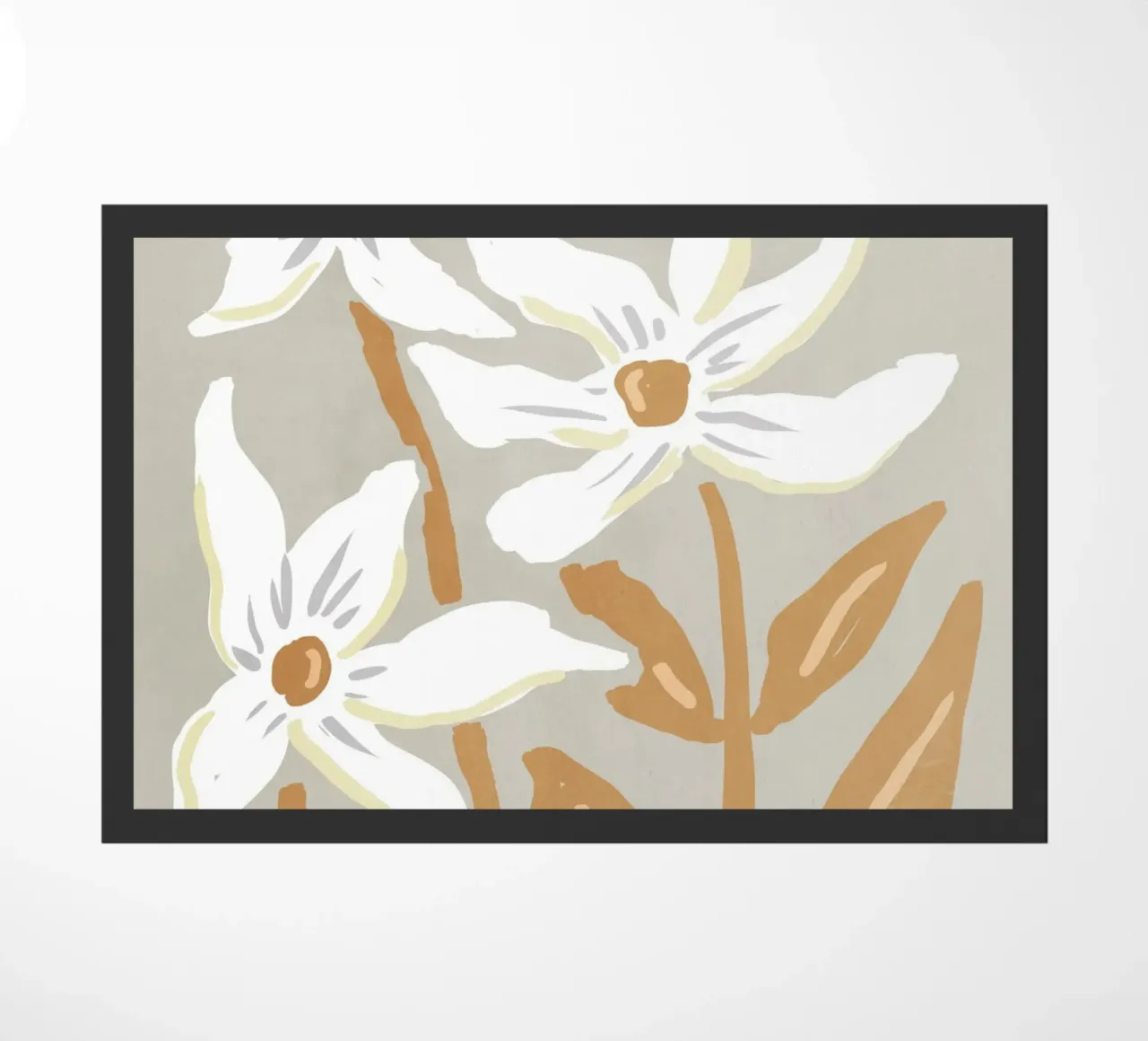Fiori bianchi minimalisti zerbino da Melloi Art Print