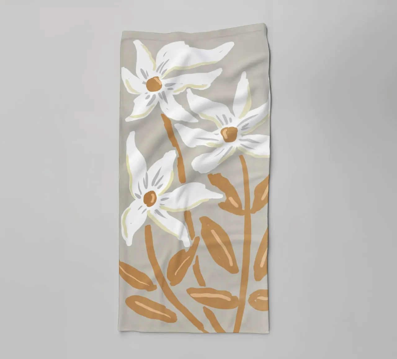 Fiori bianchi minimalisti asciugamano da bagno da Melloi Art Print