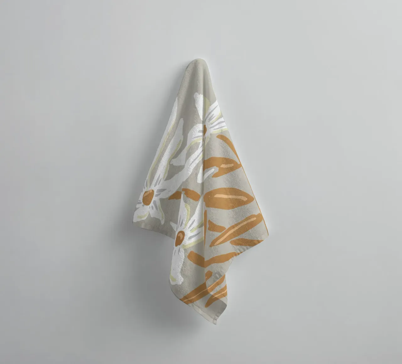 Fiori bianchi minimalisti asciugamano da bagno da Melloi Art Print