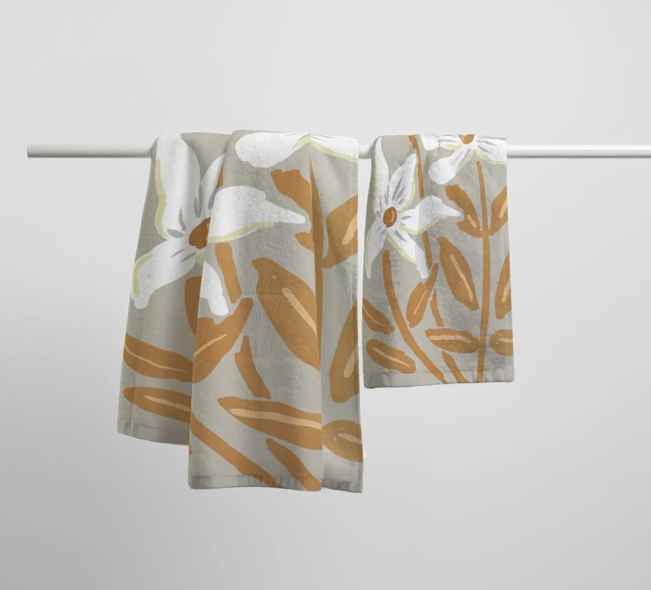 Fiori bianchi minimalisti asciugamano da bagno da Melloi Art Print