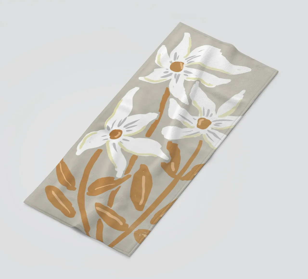Fiori bianchi minimalisti telo mare da Melloi Art Print