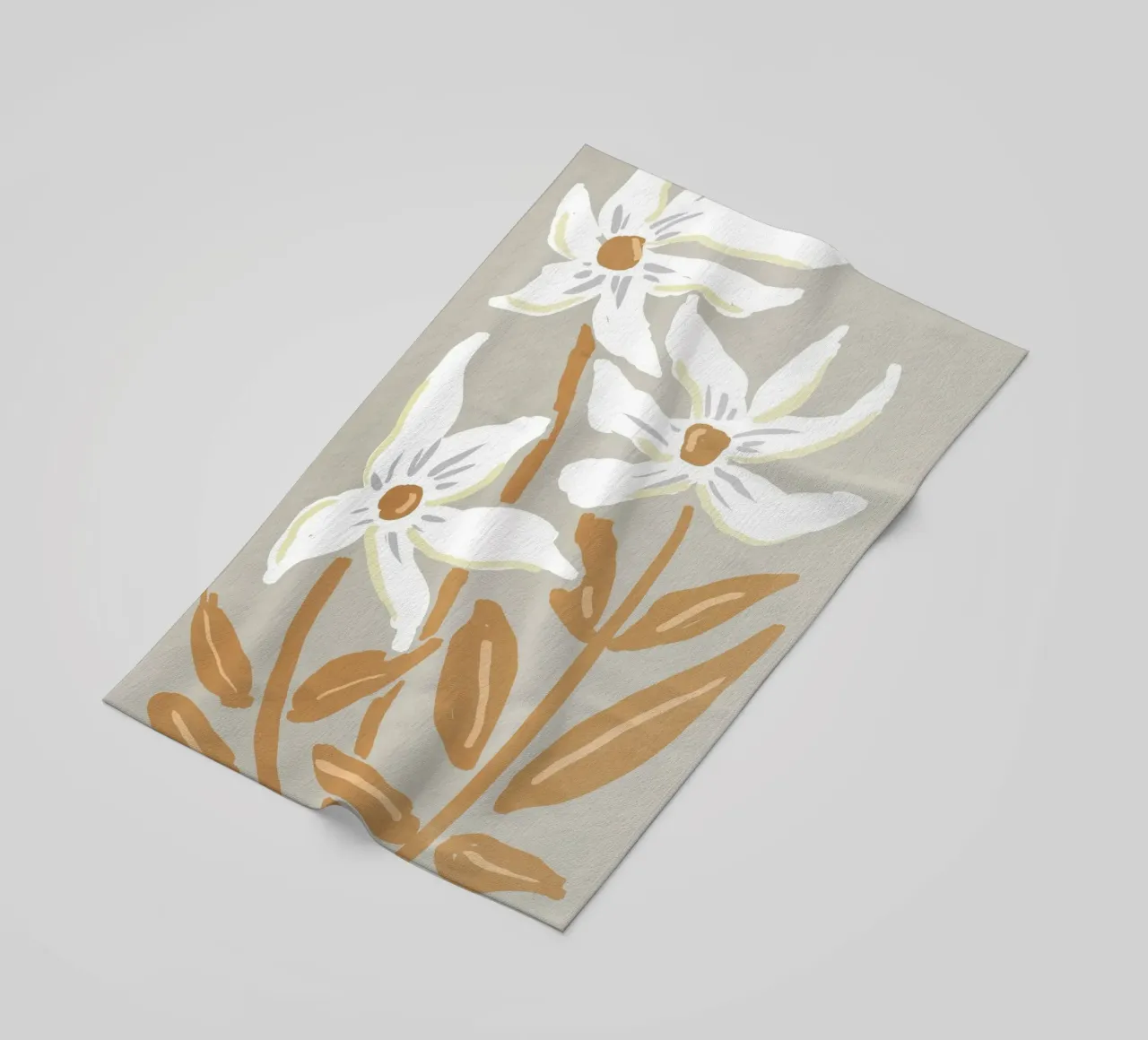 Fiori bianchi minimalisti telo mare da Melloi Art Print