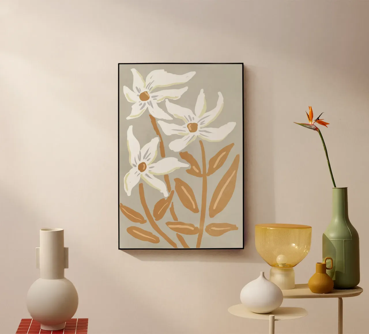 Fiori bianchi minimalisti plexiglass da Melloi Art Print