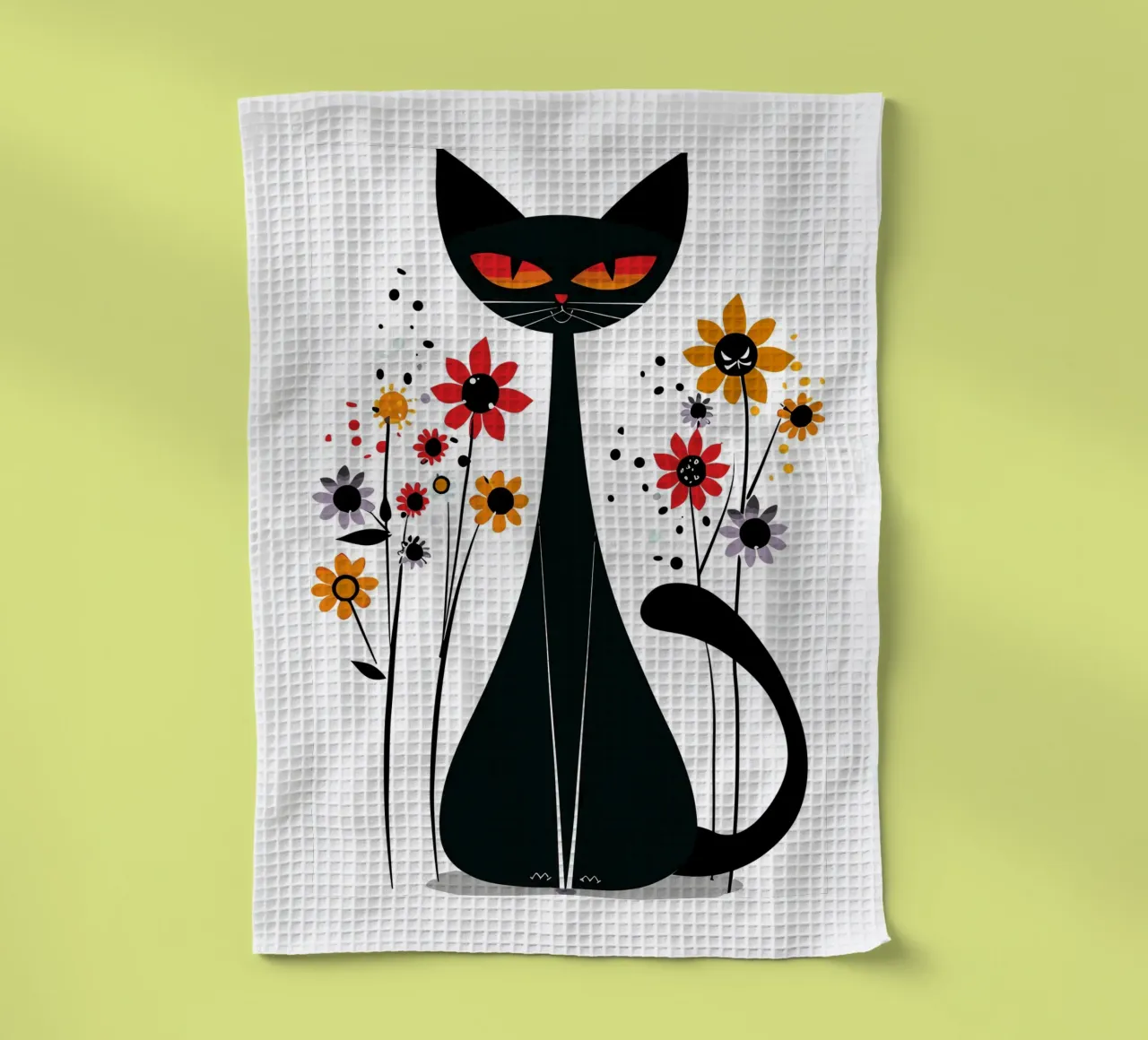 Sleek black cat canovaccio da cucina da LisaArtes