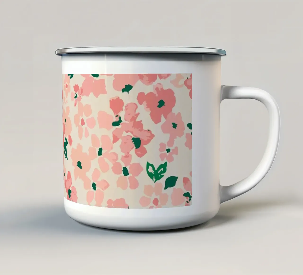 Motivo floreale rosa - eleganza in stile retrò tazza in smalto da Whole©