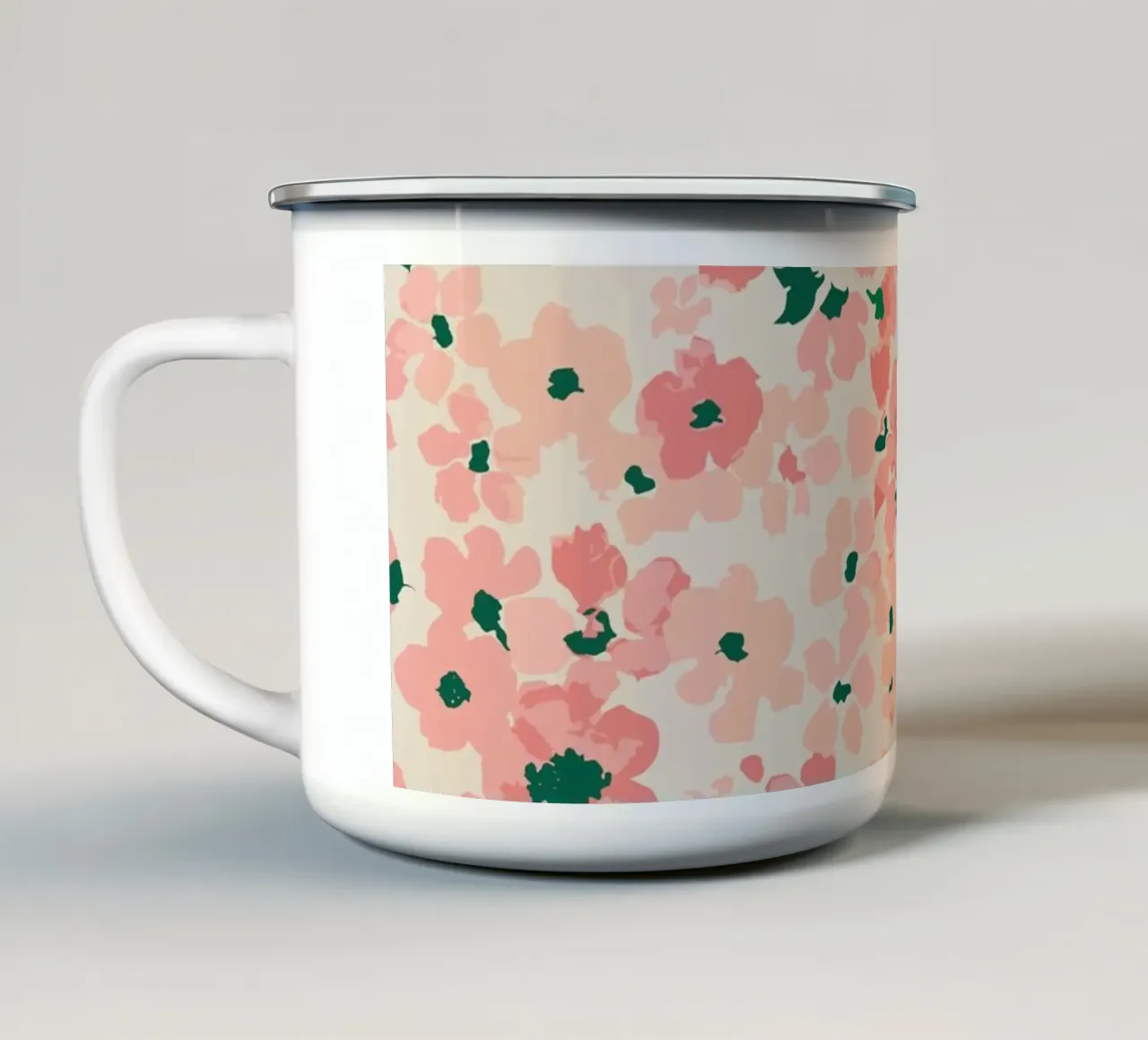 Motivo floreale rosa - eleganza in stile retrò tazza in smalto da Whole©