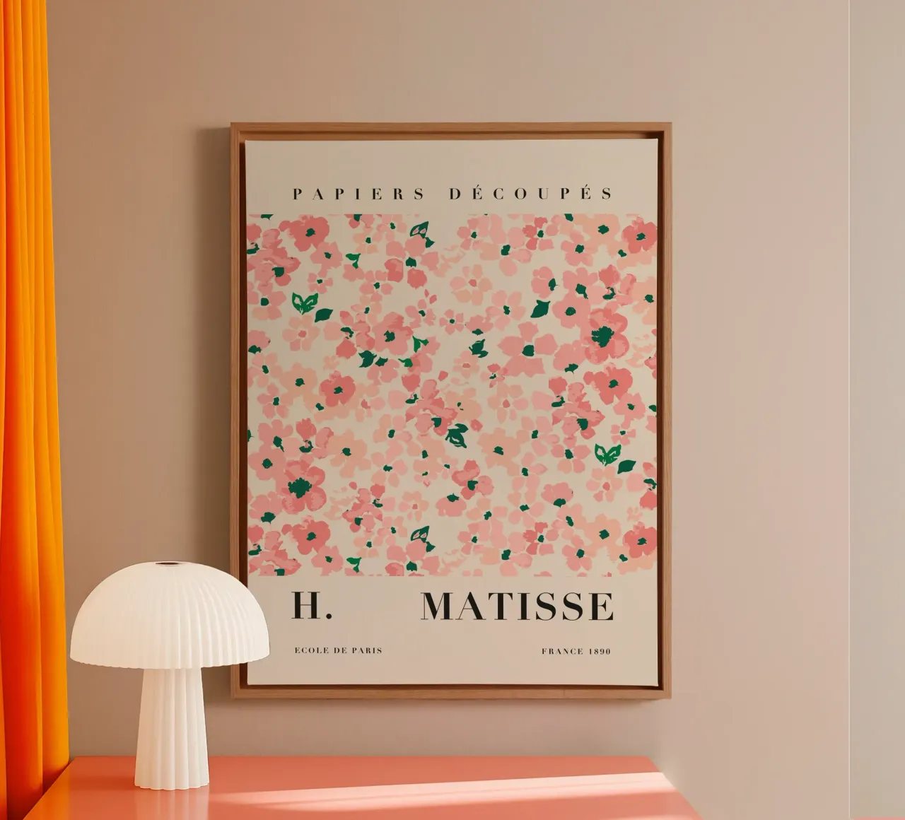 Pink floral pattern - elegance in retro style canvas with Floater frame by Whole©