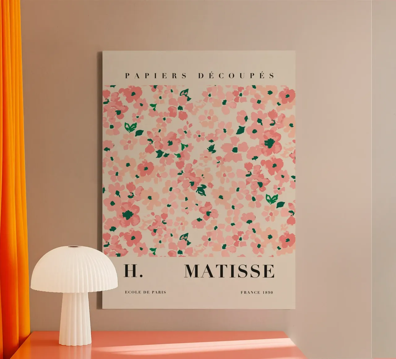 Pink floral pattern - elegance in retro style canvas with Floater frame by Whole©