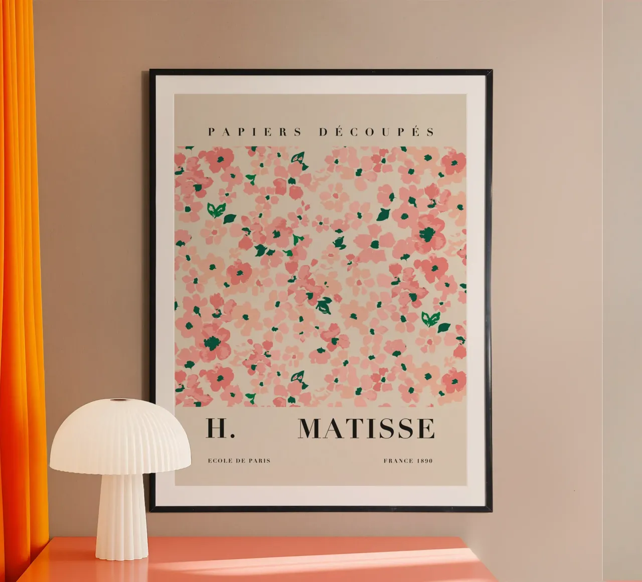 Motivo floreale rosa - eleganza in stile retrò poster con telaio in legno da Whole©