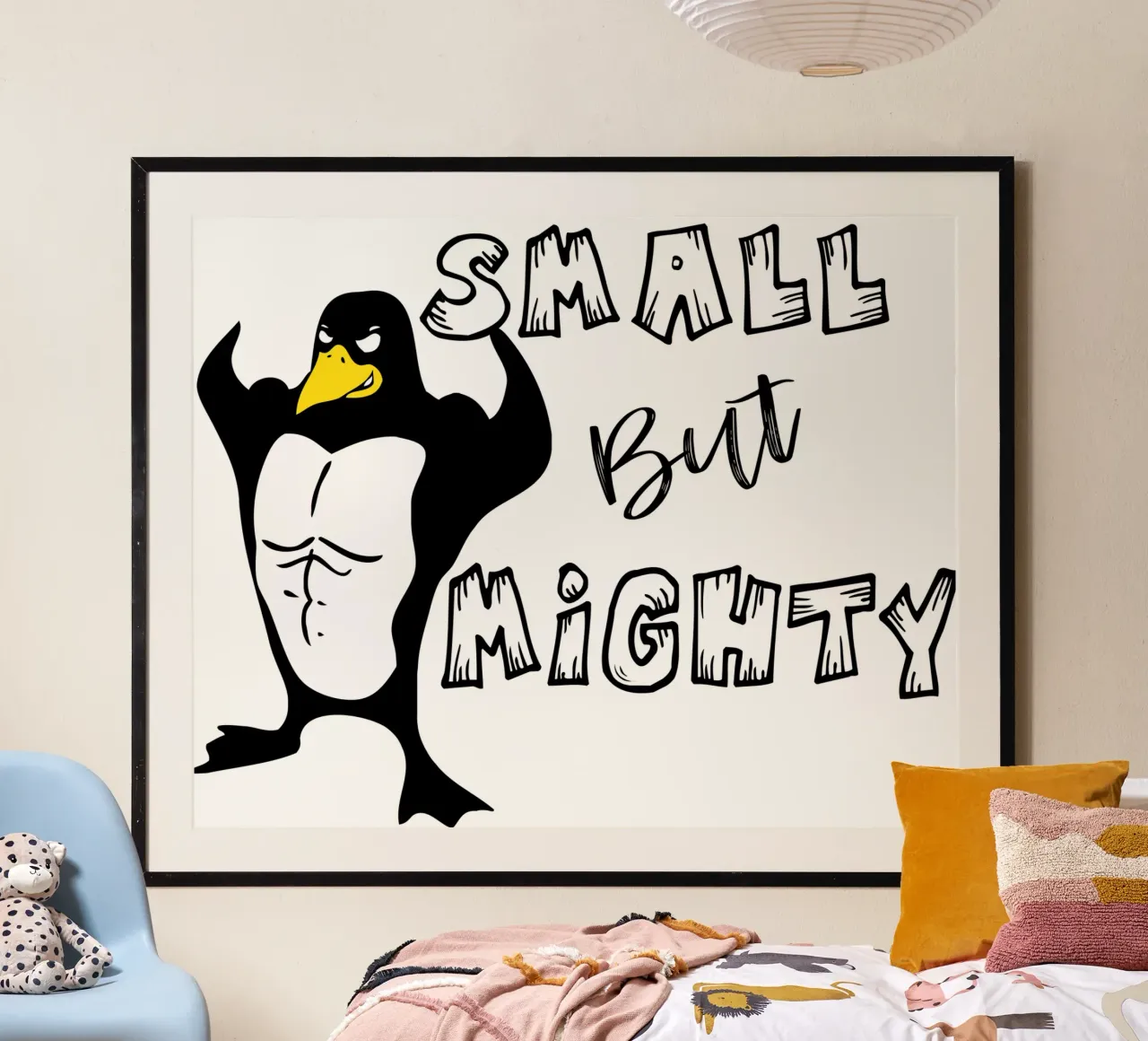 piccolo ma potente design d'arte divertente poster con telaio in legno da ririedis