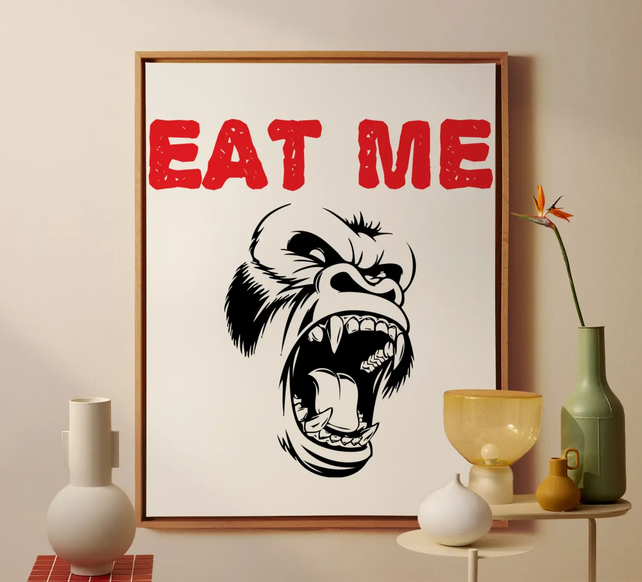eat me funny art design canvas met Baklijst van ririedis