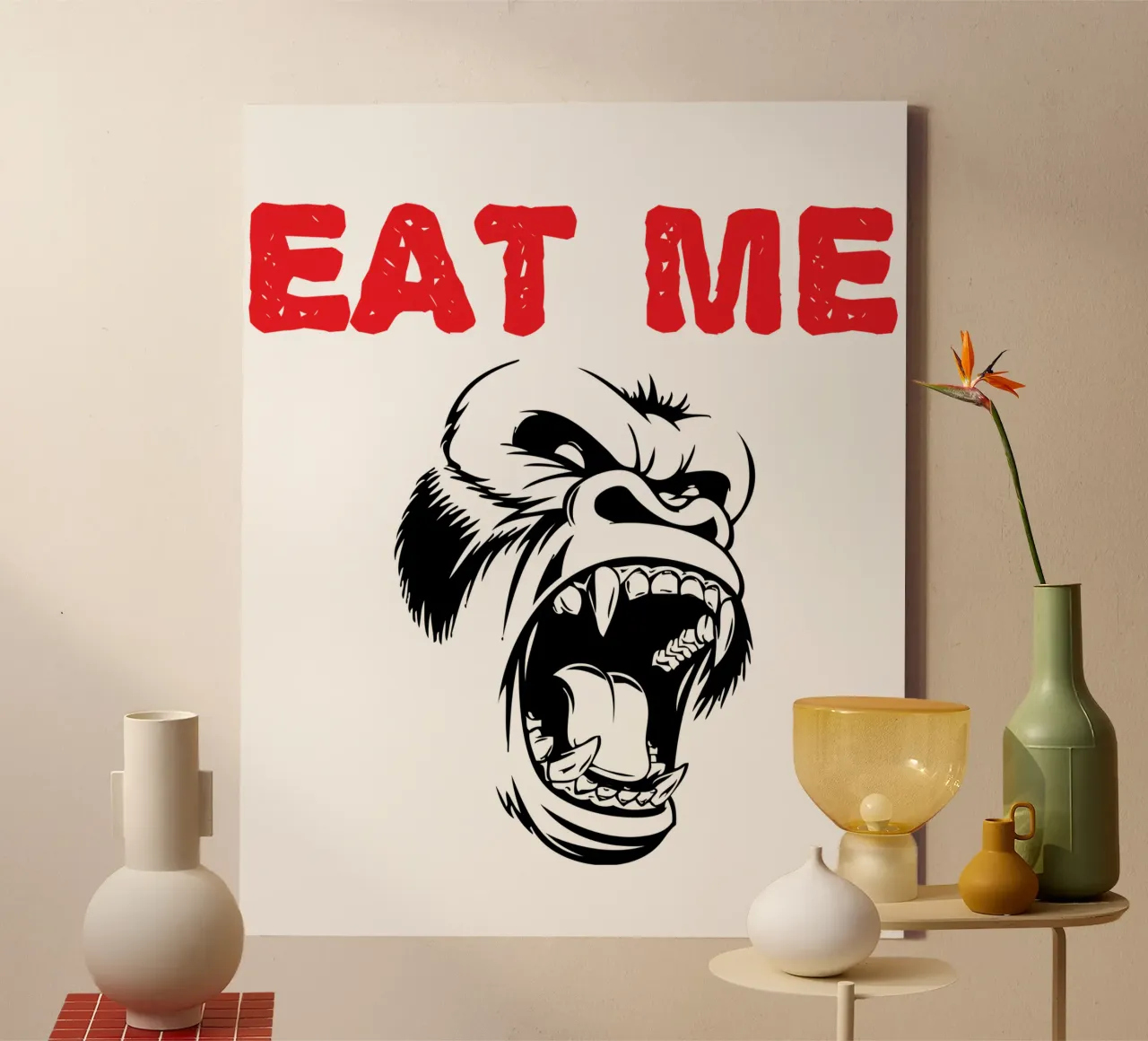 eat me funny art design canvas met Baklijst van ririedis