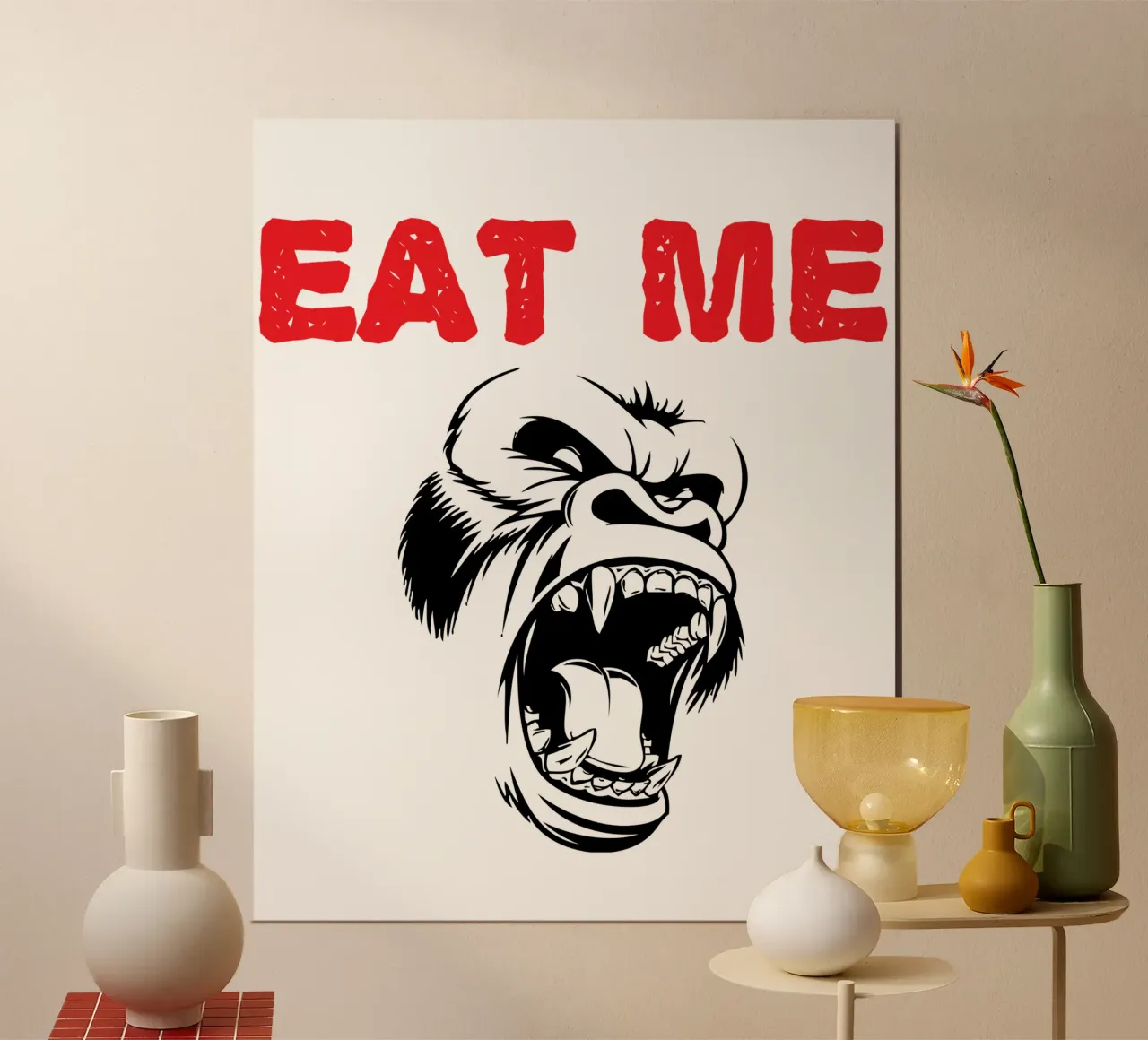 eat me funny art design poster con telaio in legno da ririedis