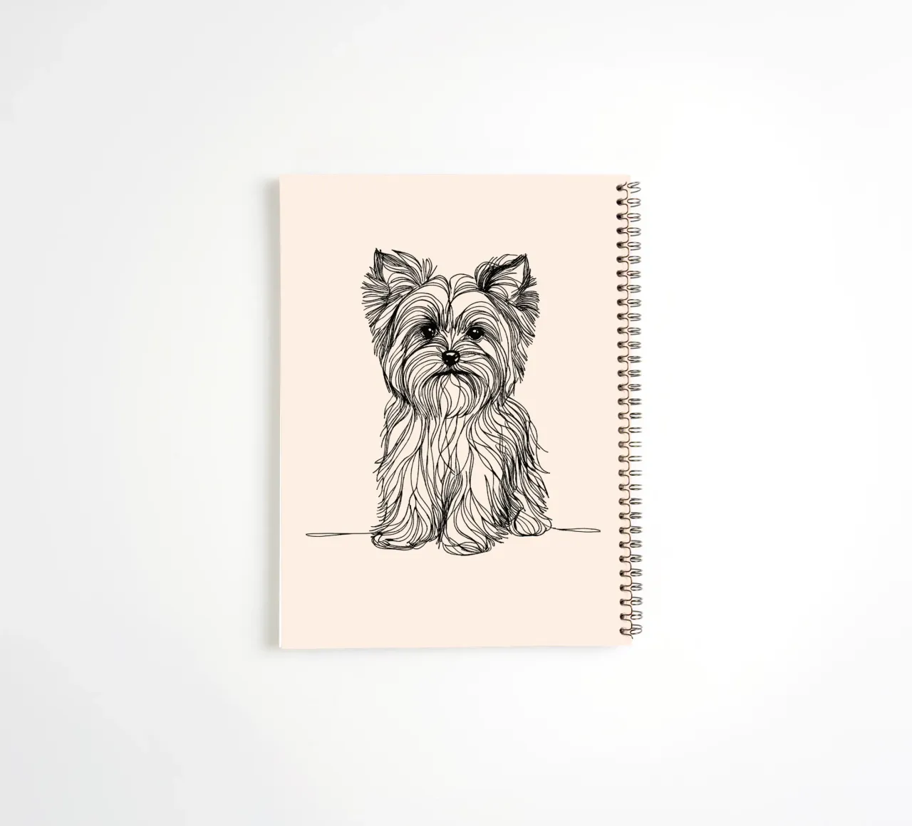 Terrier Lijntekening - Beige notitieboek met spiraal van WijdevenDesign