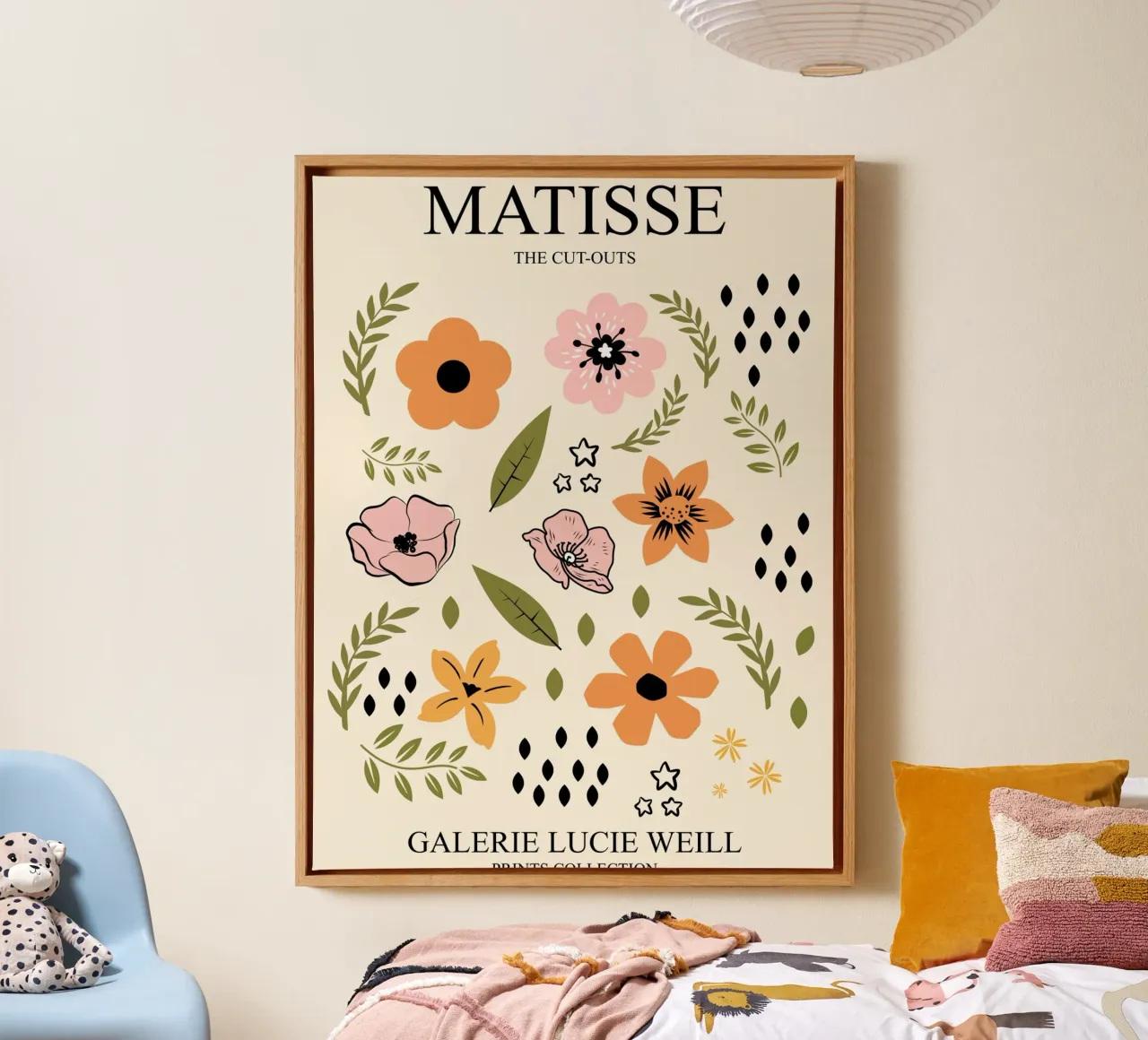 Bloemencollage - speelse elegantie canvas met Baklijst van Whole©
