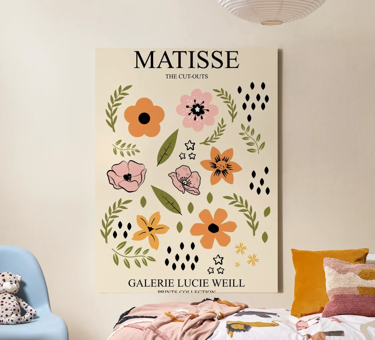 Bloemencollage - speelse elegantie canvas met Baklijst van Whole©