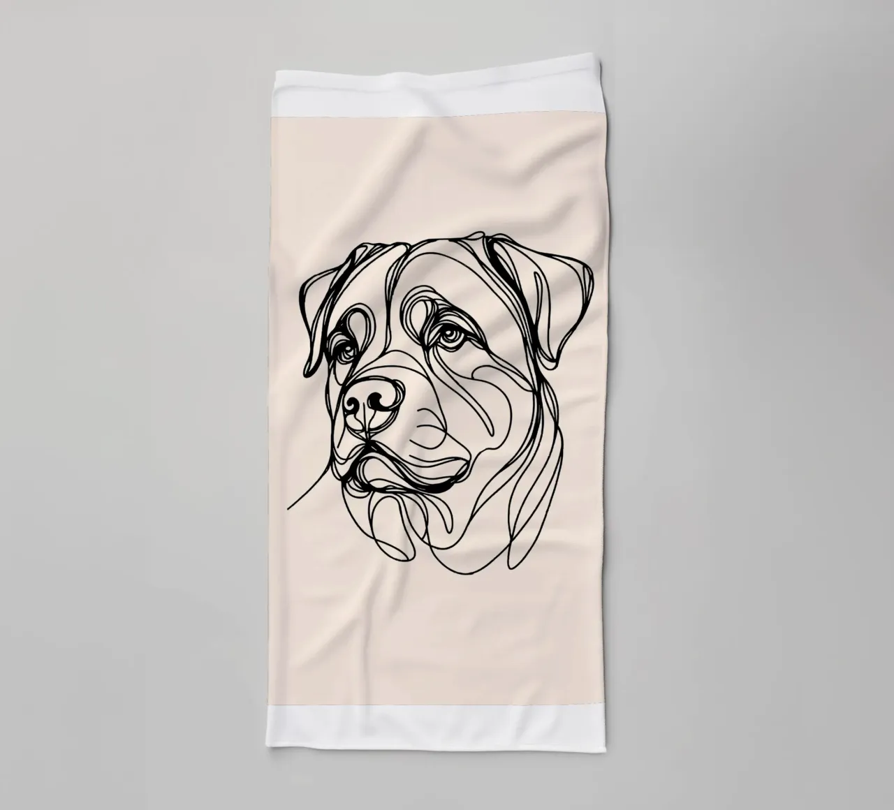 Rottweiler Line Art Drawing - Beige serviette de bain de WijdevenDesign