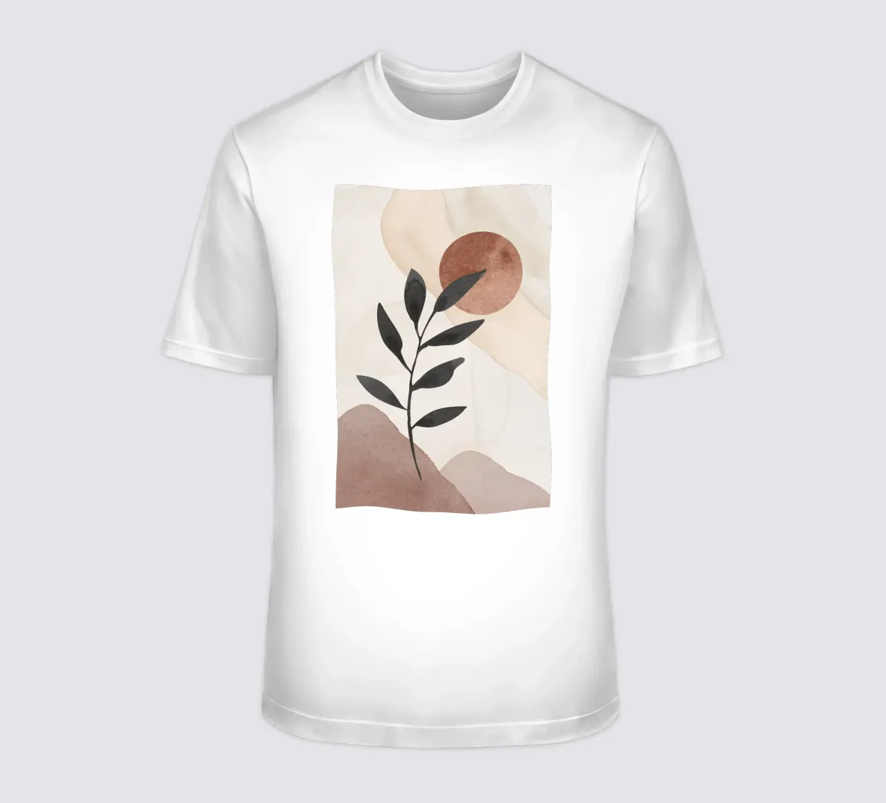 Modern Abstract Plant Silhouette with Earthy Tones t-shirt by Melloi Art Print