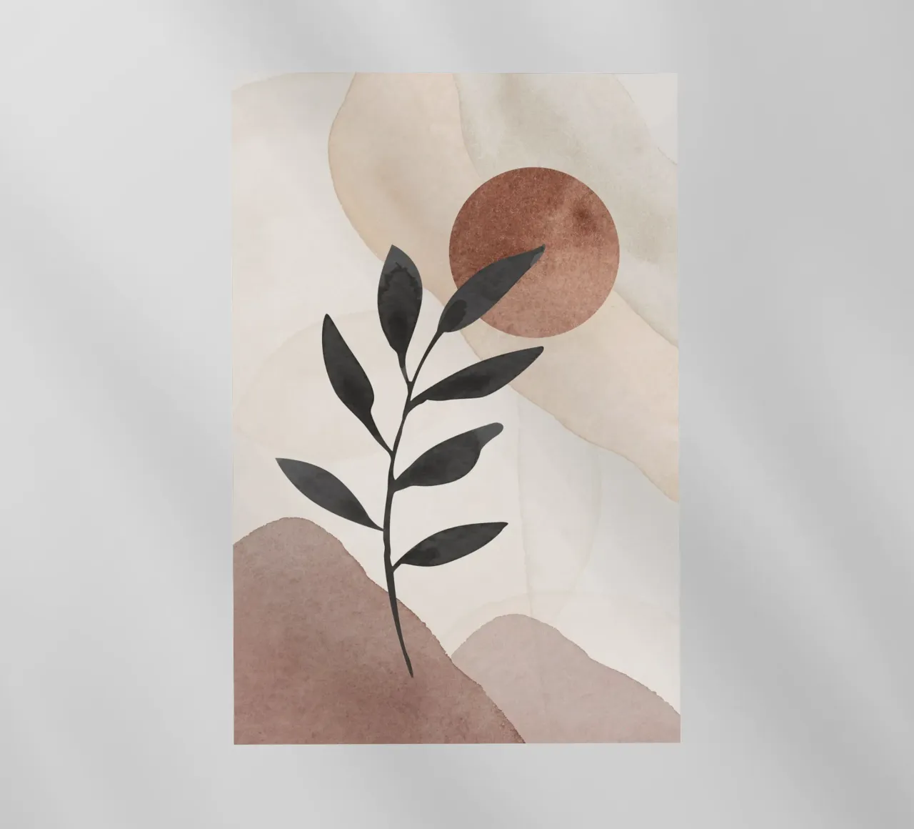 Modern Abstract Plant Silhouette with Earthy Tones backlit film by Melloi Art Print
