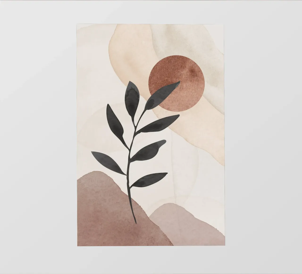 Modern abstract plantensilhouet met aardetinten pvc-zeil van Melloi Art Print
