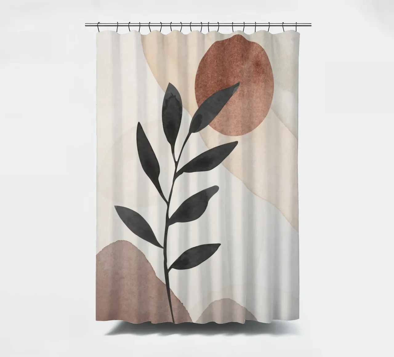 Modern Abstract Plant Silhouette with Earthy Tones shower curtain by Melloi Art Print