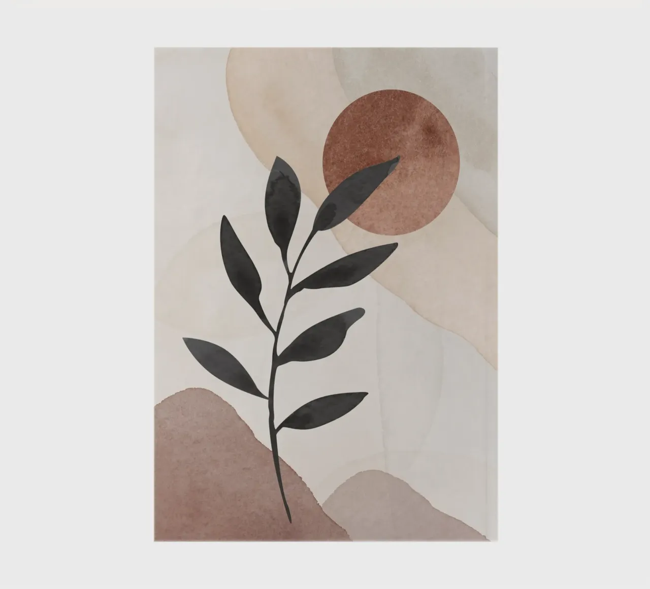 Modern Abstract Plant Silhouette with Earthy Tones notebook by Melloi Art Print