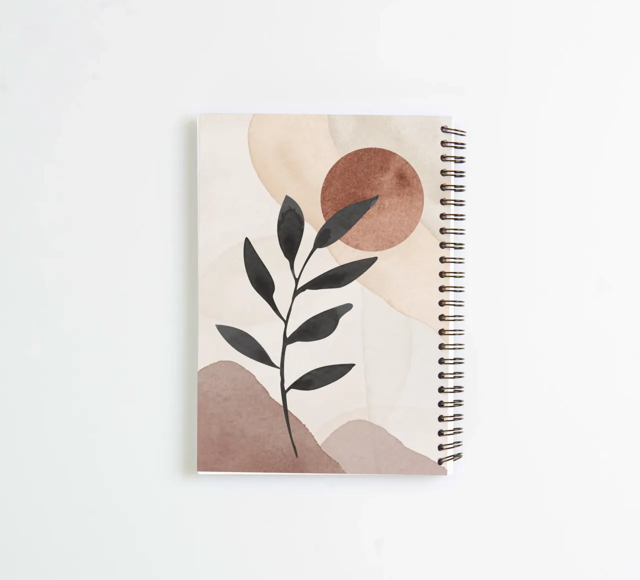 Modern Abstract Plant Silhouette with Earthy Tones spiral notebook by Melloi Art Print