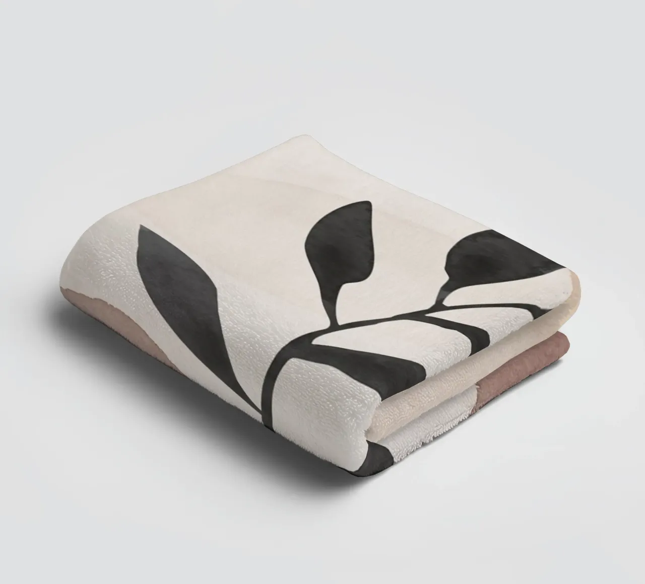 Modern abstract plantensilhouet met aardetinten badhanddoek van Melloi Art Print