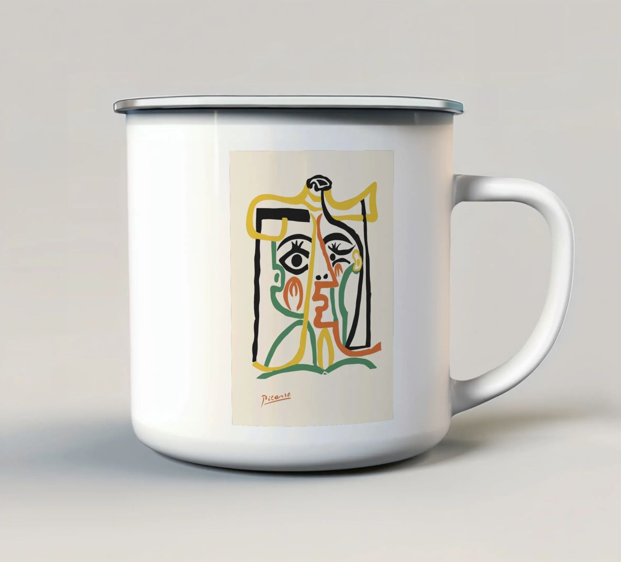 Volto astratto - Line art moderna tazza in smalto da Whole©