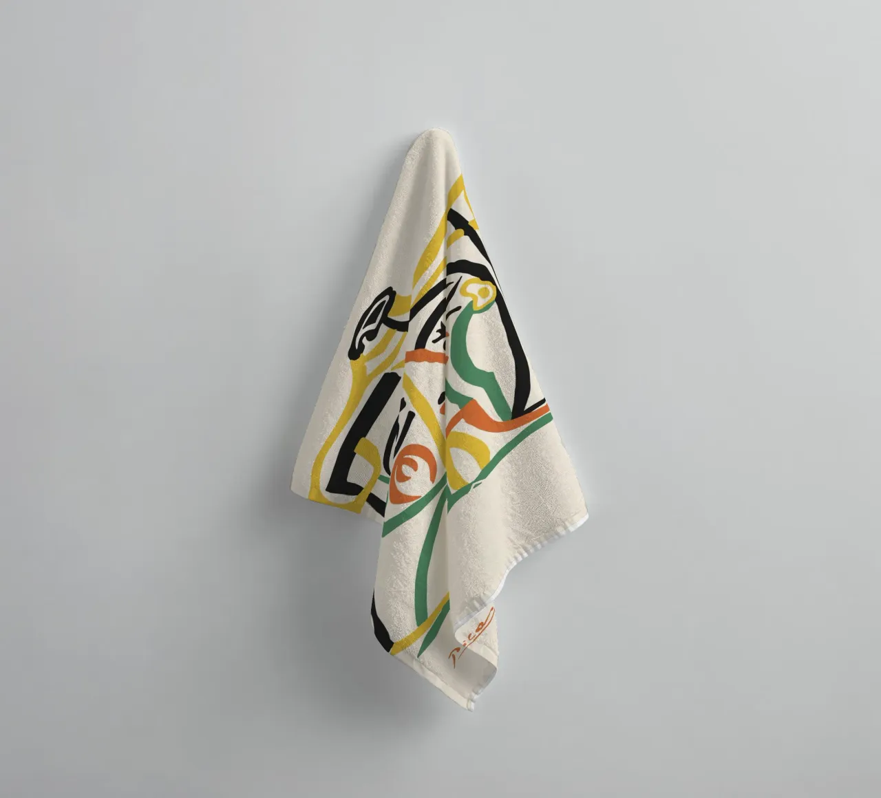 Abstract face - Modern line art towel by Whole©