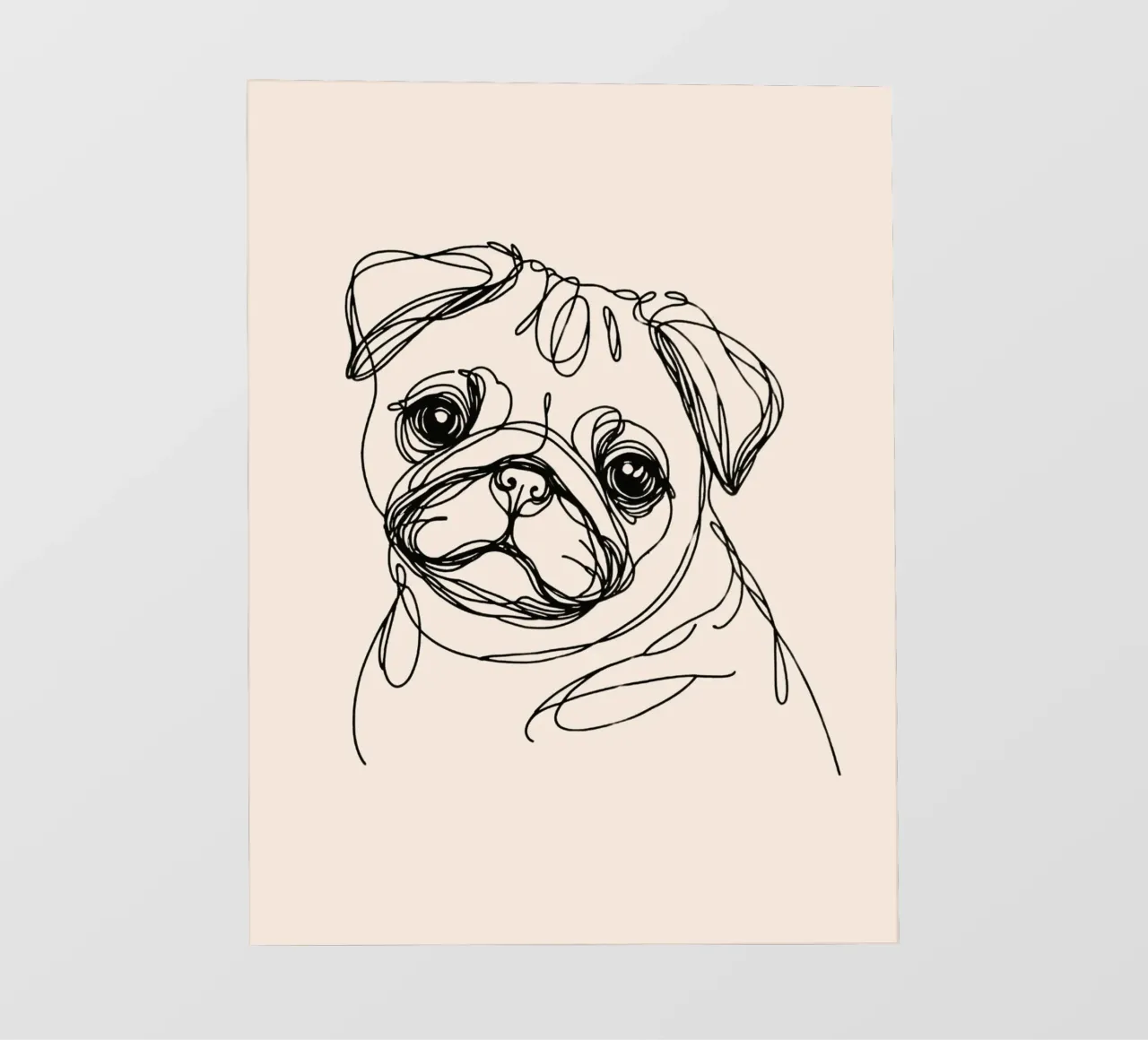 Disegno lineare di un carlino - Beige pellicola backlit da WijdevenDesign