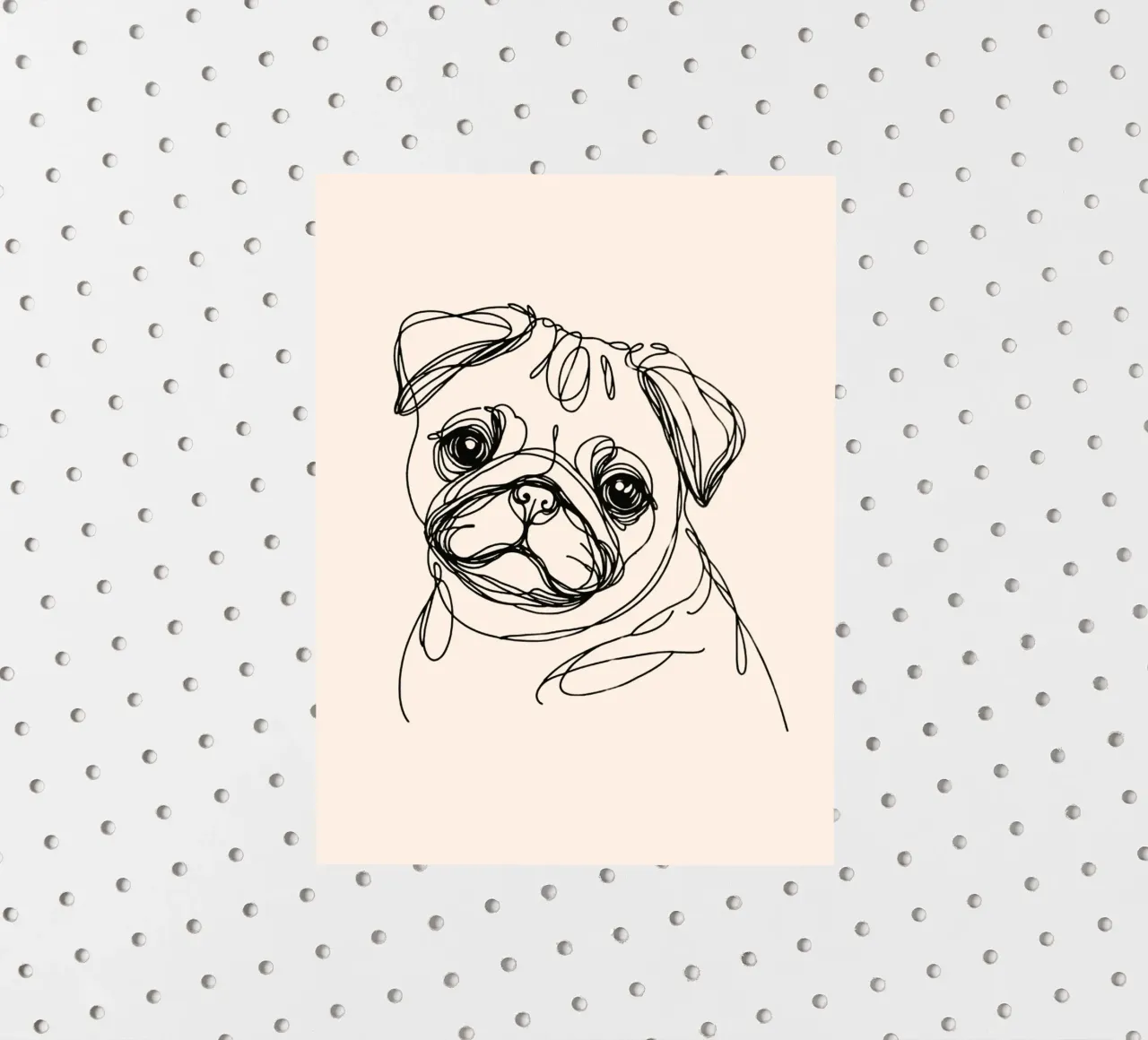 Pug Line Art Drawing - Beige sticker by WijdevenDesign