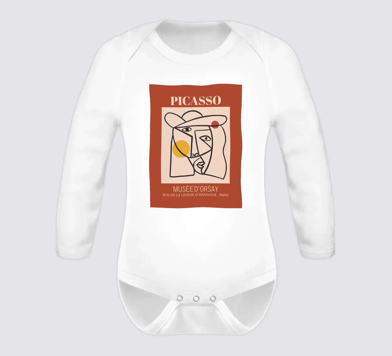 Abstract portrait - Cubist elegance long-sleeve baby romper by Whole©