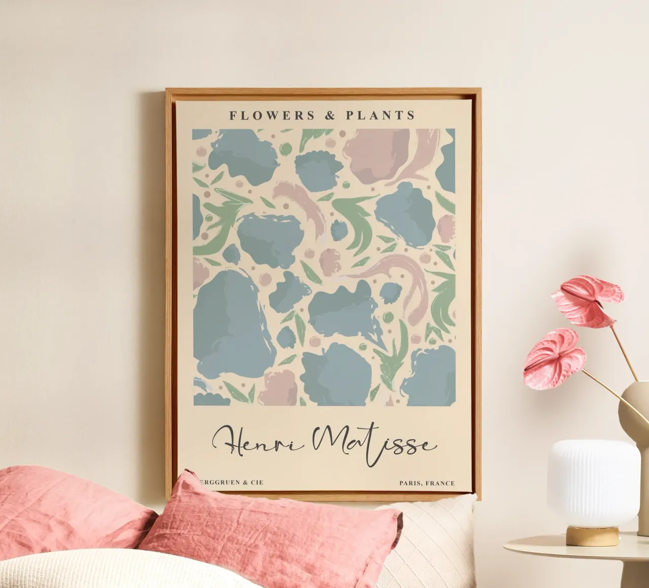 Abstract flowers - Soft colours canvas with Floater frame by Whole©