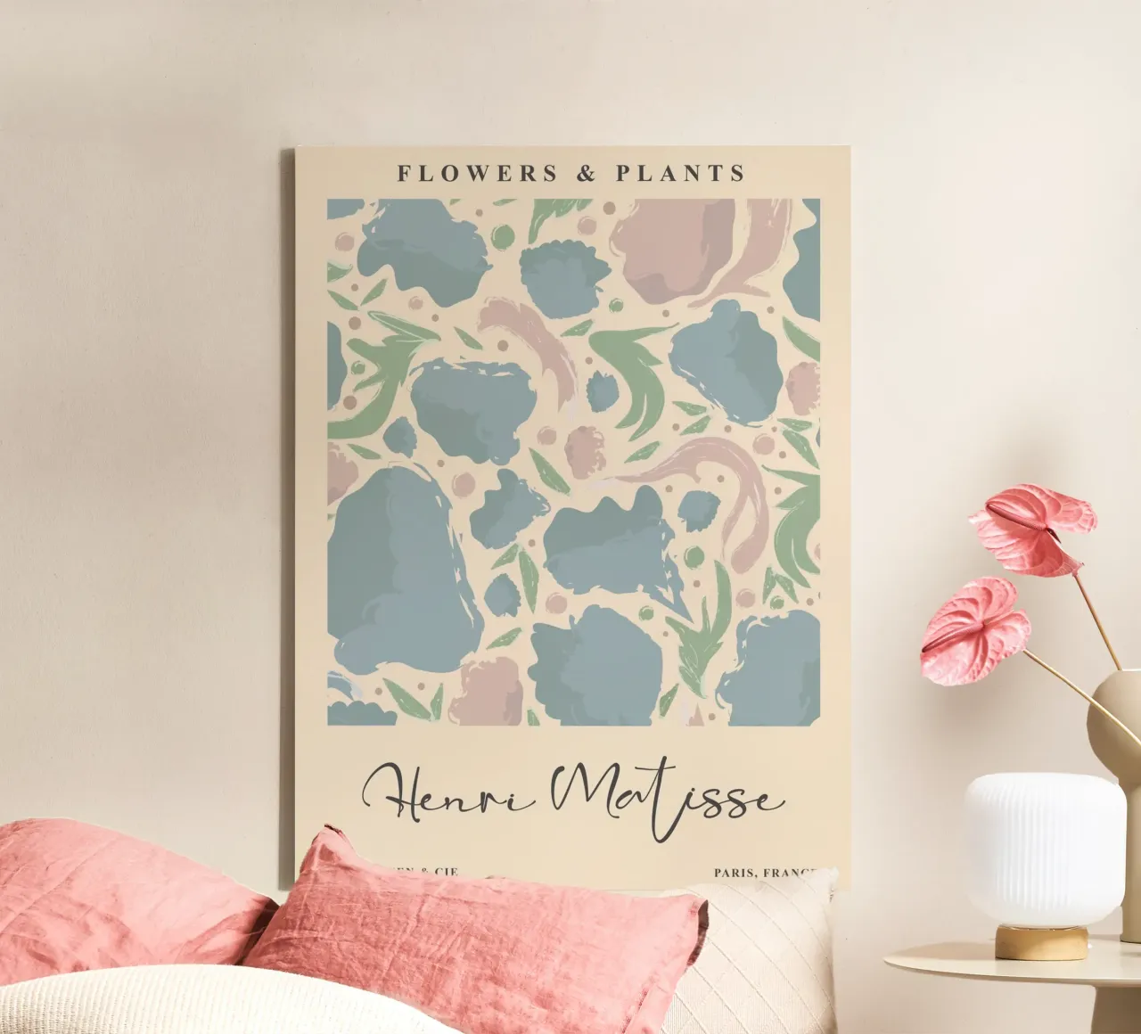Abstract flowers - Soft colours canvas with Floater frame by Whole©