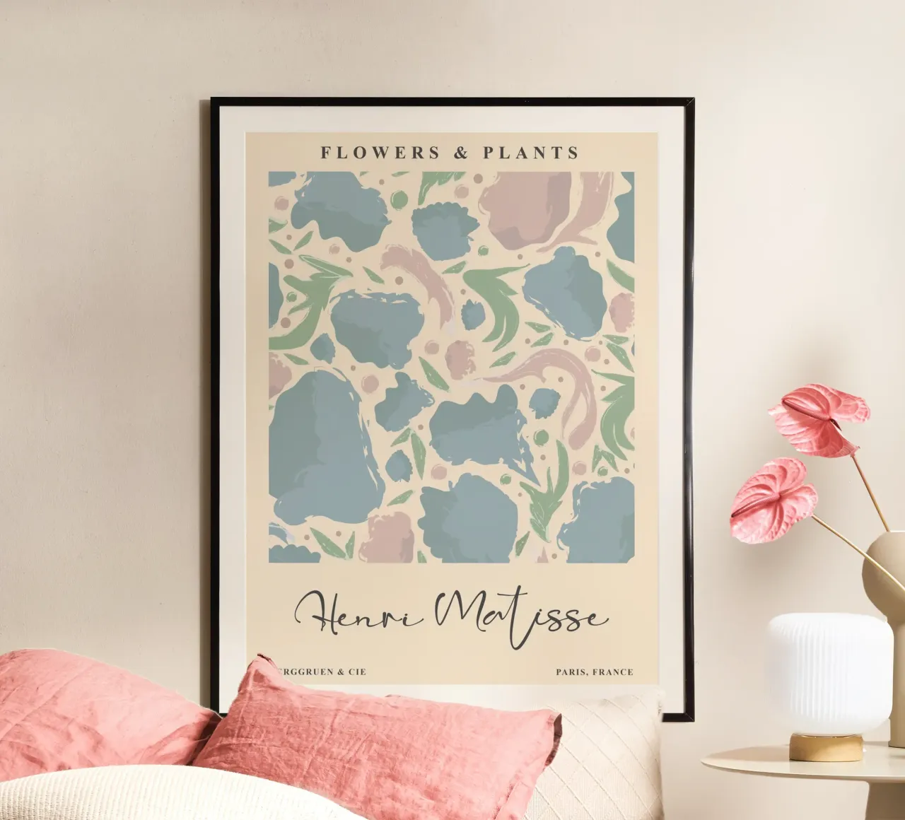 Fiori astratti - Colori tenui poster con telaio in plastica da Whole©