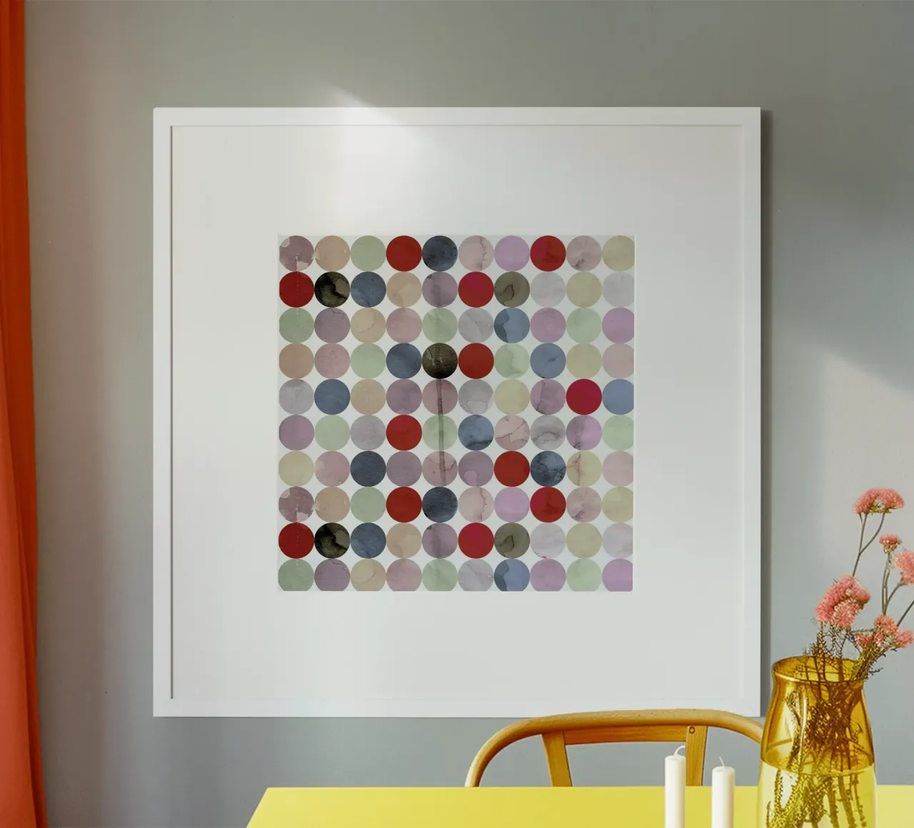 Winter Polka Dots poster con telaio in plastica da cafelab