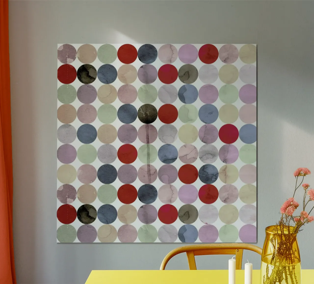 Winter Polka Dots poster con telaio in plastica da cafelab