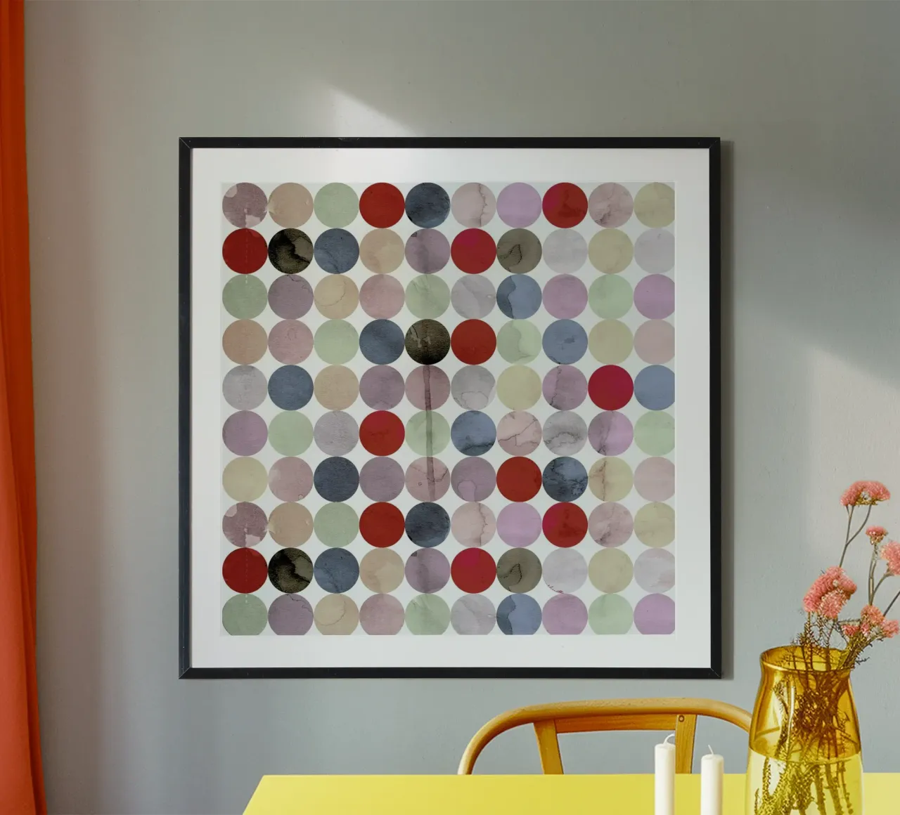 Winter Polka Dots poster con telaio in plastica da cafelab