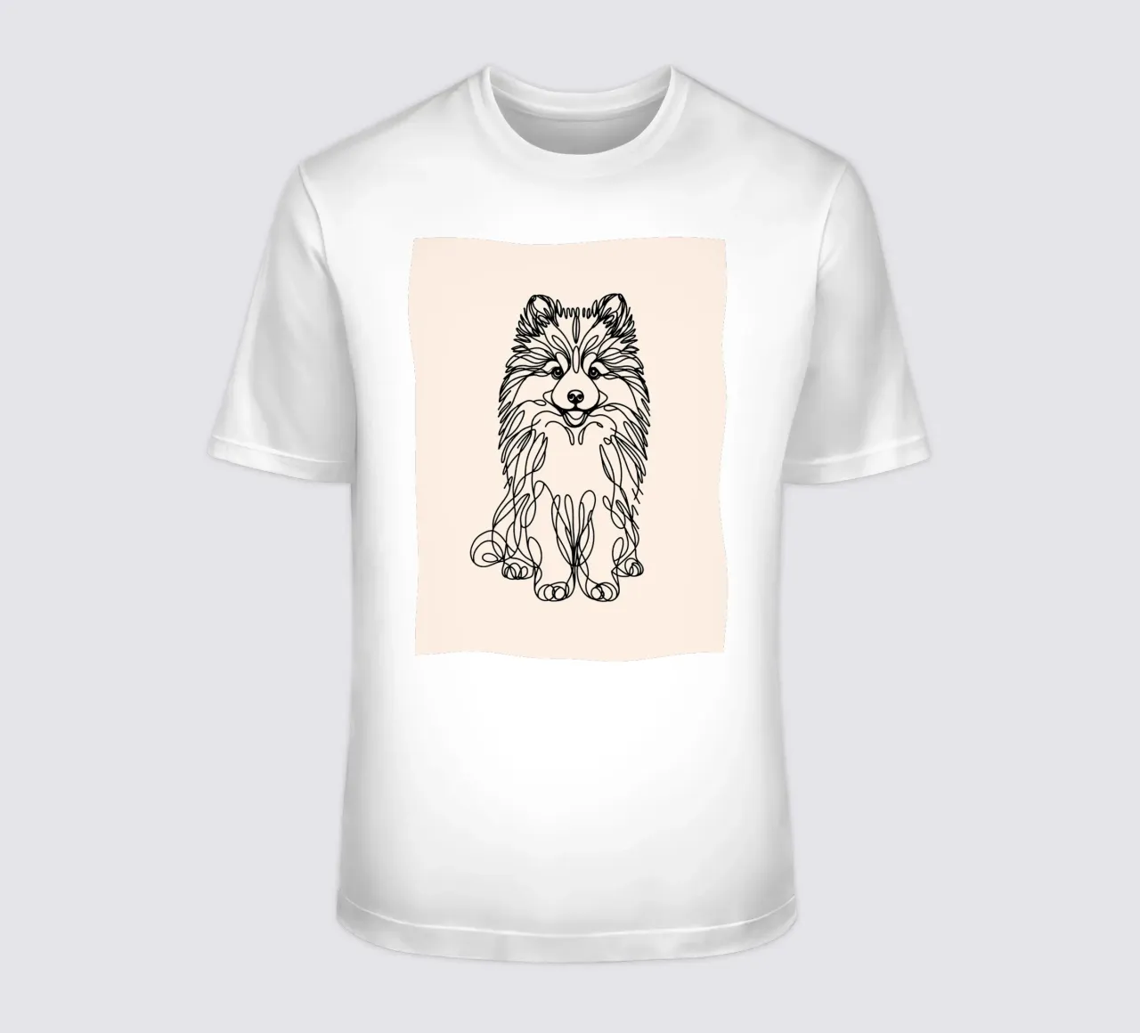 Pomsky Line Art Drawing - Beige t-shirt by WijdevenDesign