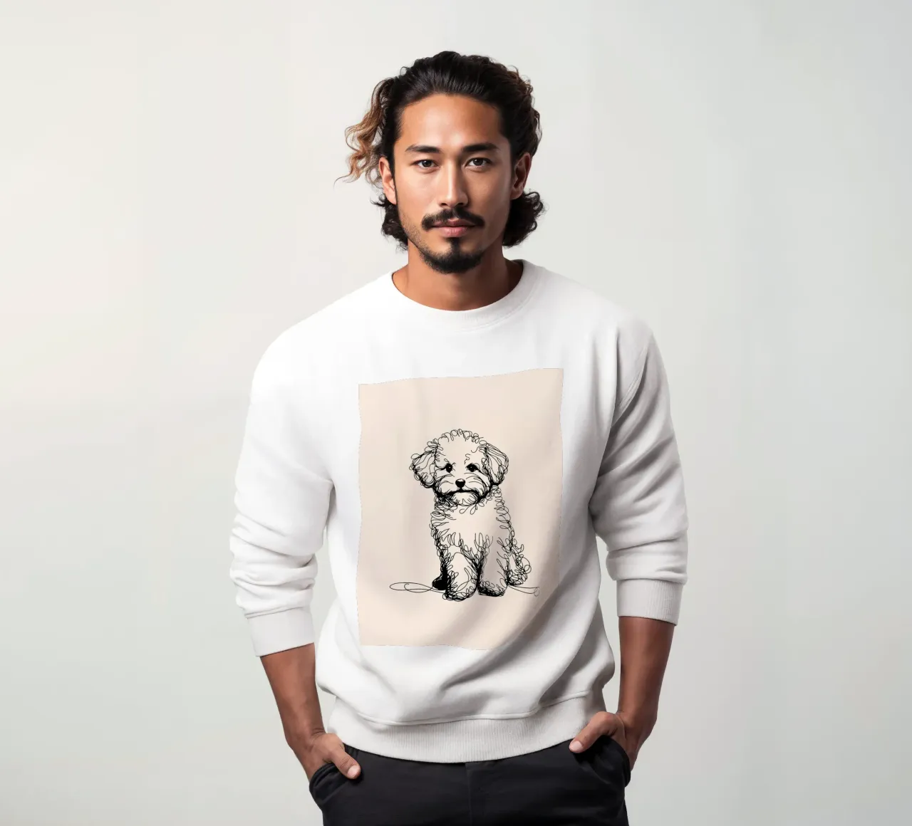 Disegno artistico di Maltipoo - Beige felpa da WijdevenDesign