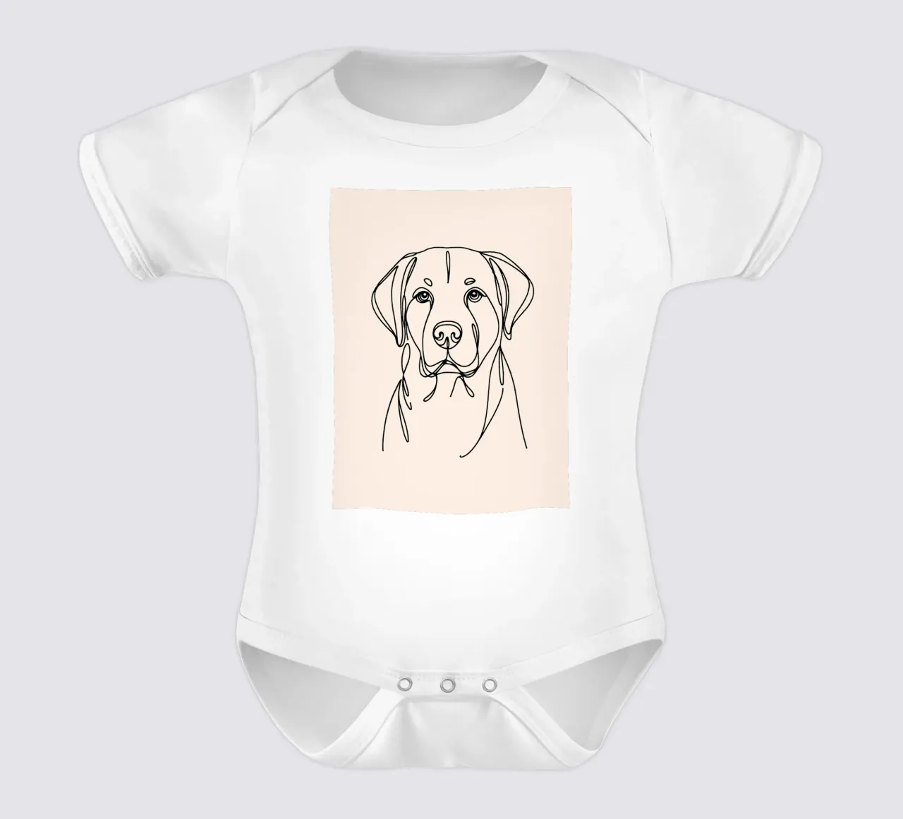 Labrador Line Art Drawing – Beige Kurzarm Babybody von WijdevenDesign