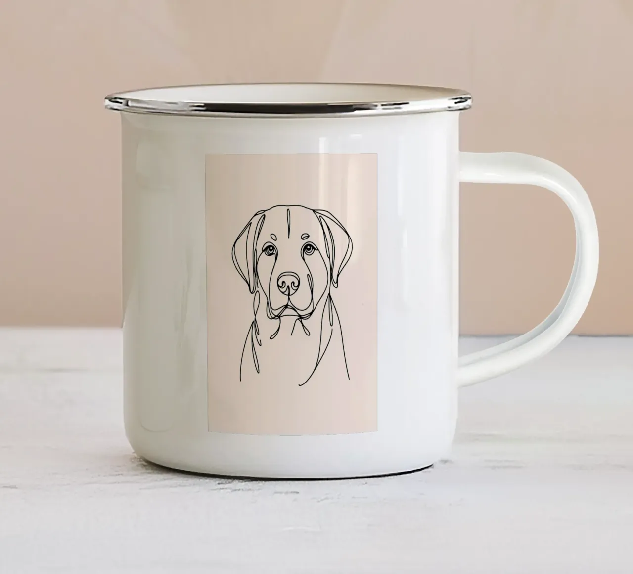 Disegno artistico di Labrador - Beige tazza in smalto da WijdevenDesign