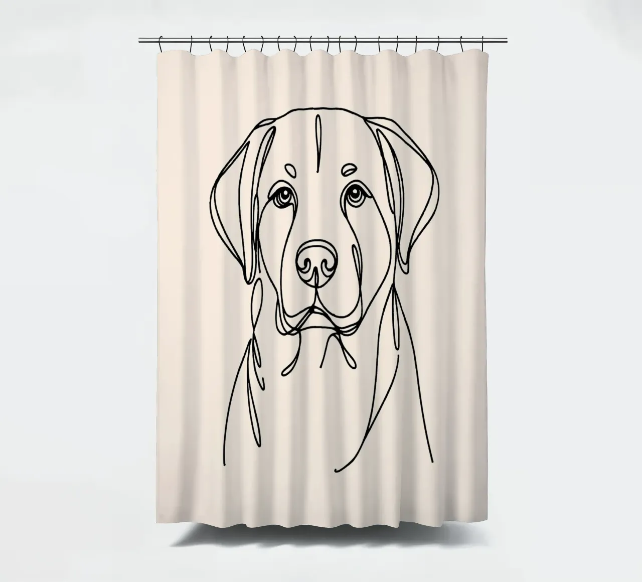 Labrador Line Art Drawing – Beige Duschvorhang von WijdevenDesign
