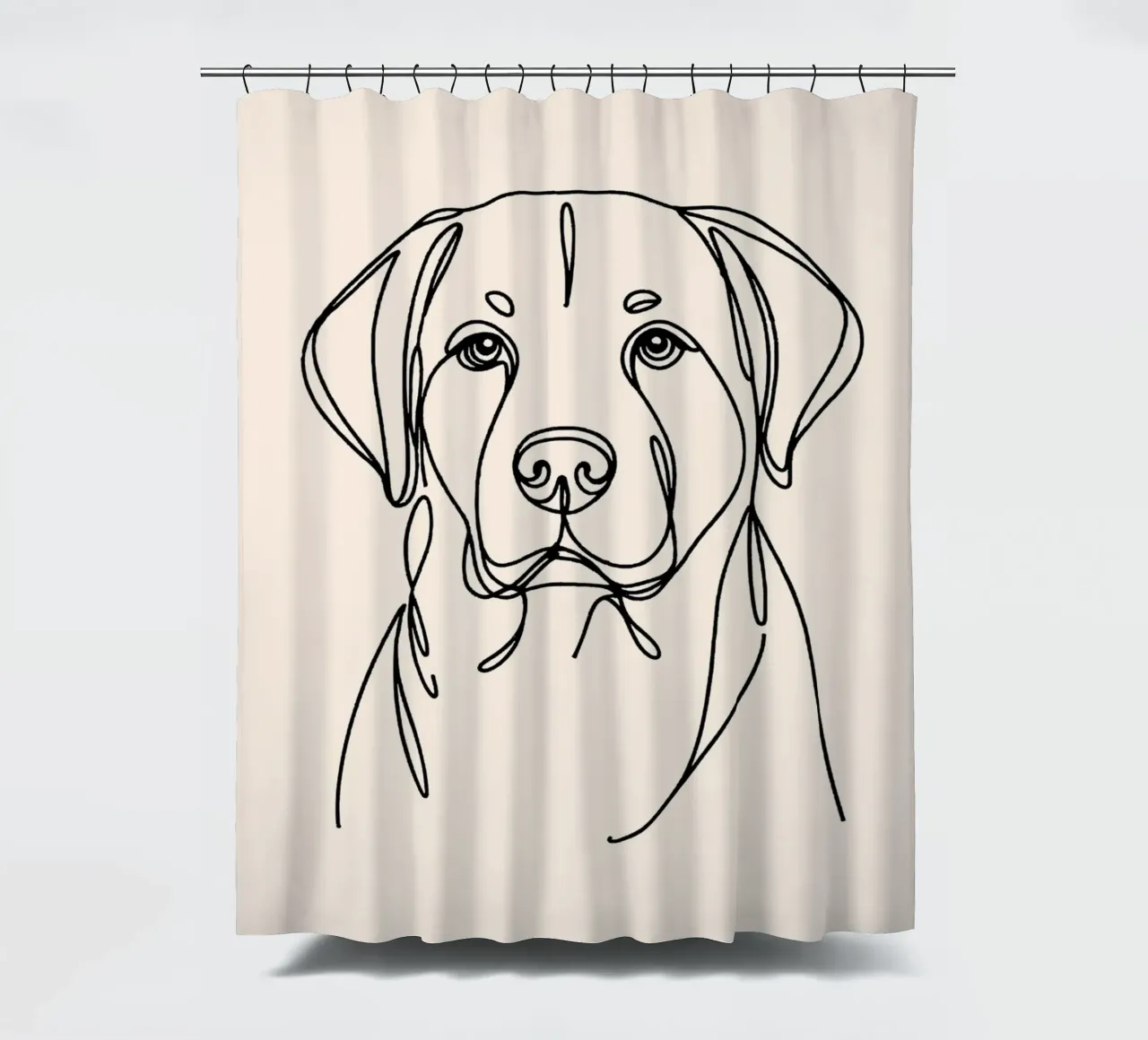 Labrador Line Art Drawing – Beige Duschvorhang von WijdevenDesign