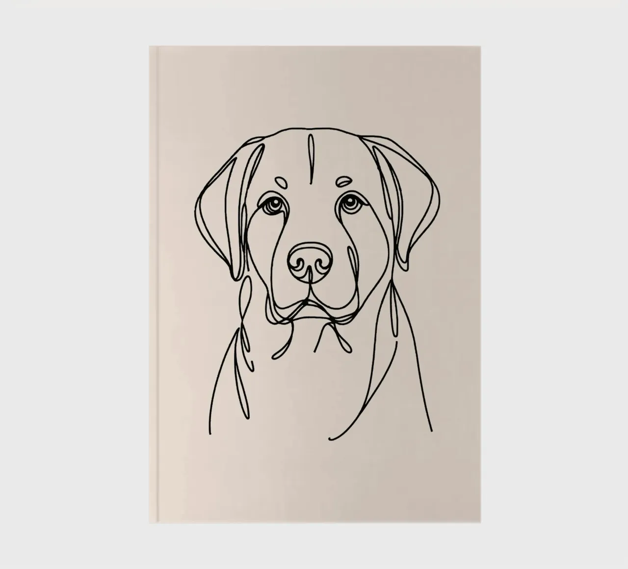 Labrador Line Art Drawing - Beige notebook by WijdevenDesign