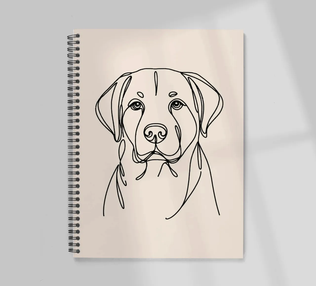 Labrador Line Art Drawing - Beige spiral notebook by WijdevenDesign
