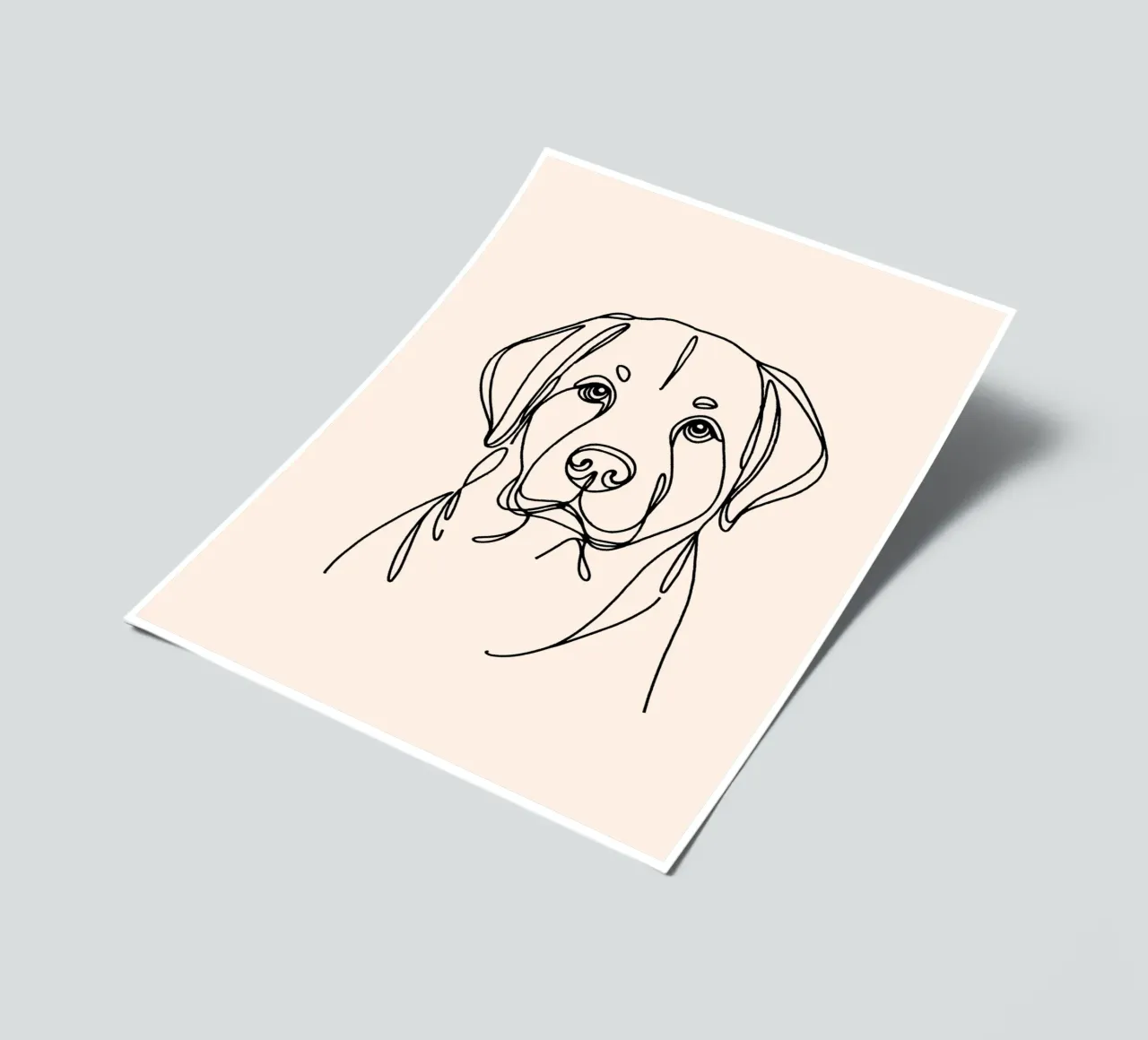 Labrador Line Art Drawing - Beige sticker sheet by WijdevenDesign