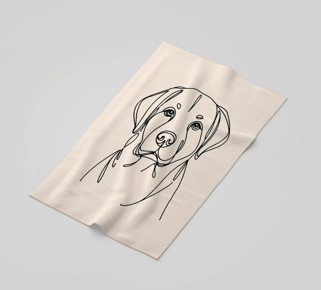 Labrador Line Art Drawing – Beige Strandtuch von WijdevenDesign